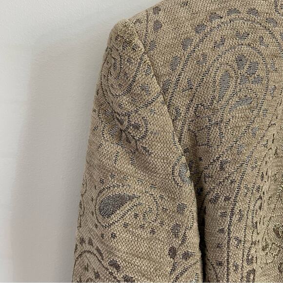 Escada | By Margaretha Ley Blazer Gold Shimmer Tan Beige Button Front Jacket 34 - Picture 6 of 14
